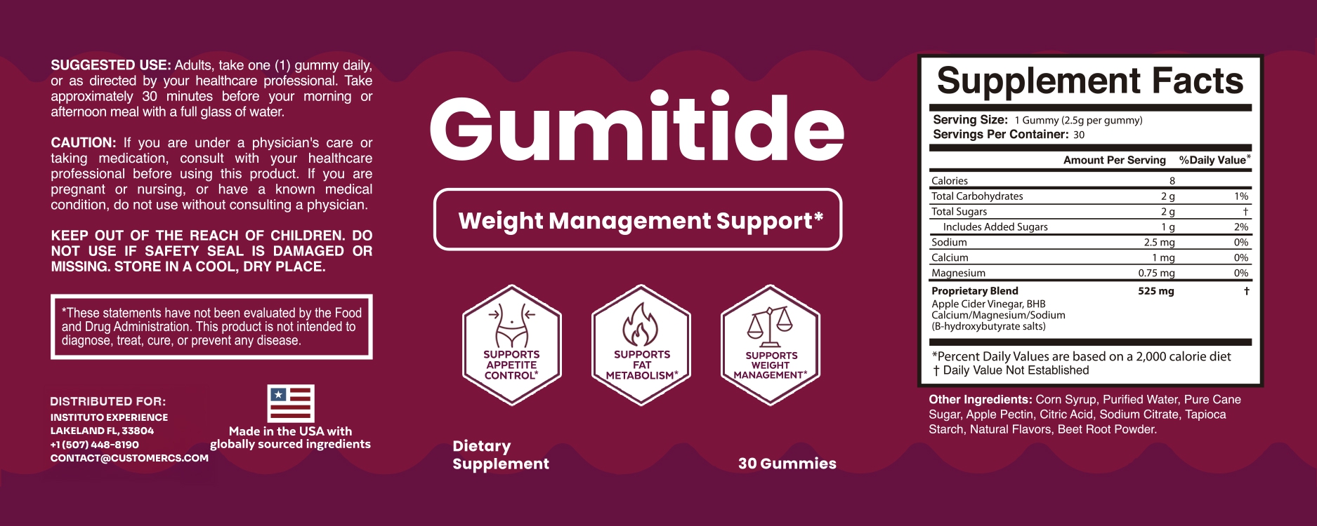 Gumitide supplement facts