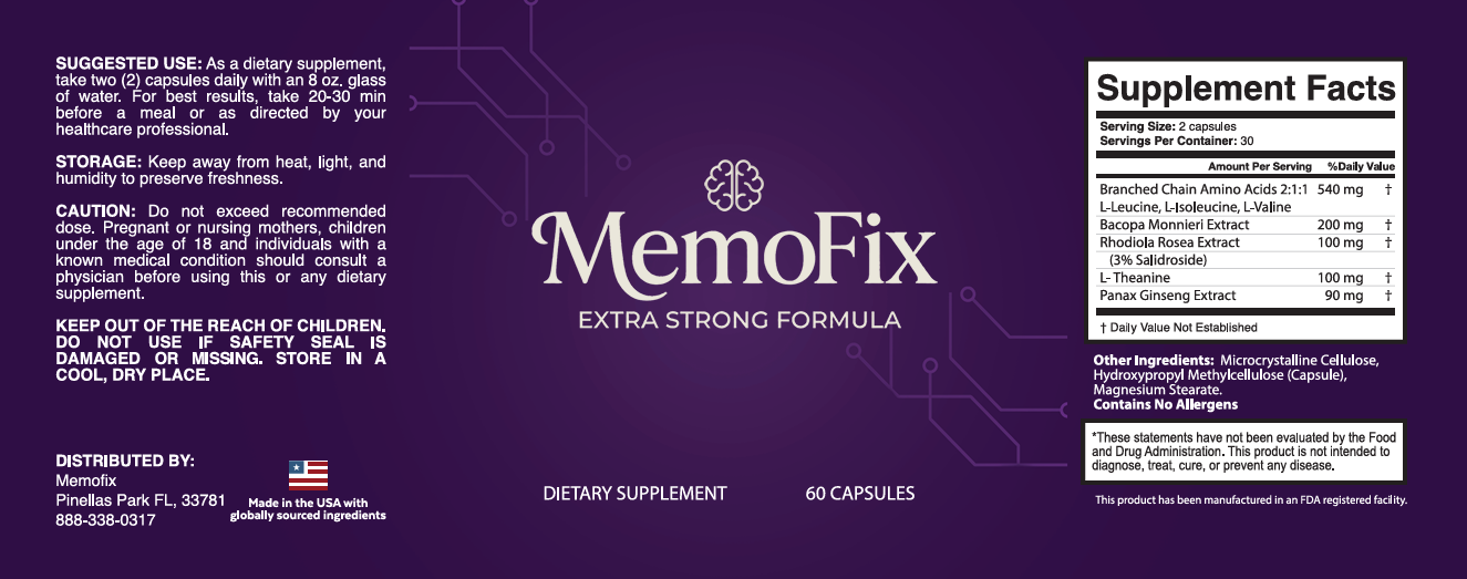 MemoFix supplement facts